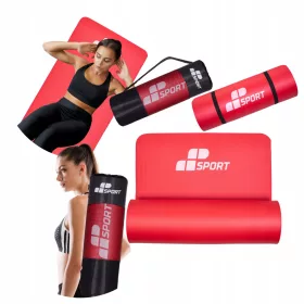 Mata za vadbo Muscle Power 180 cm x 60 cm - Rdeča