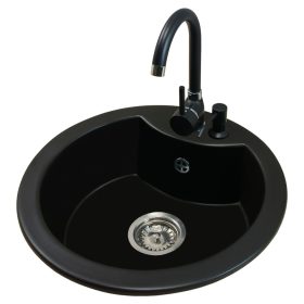   Brado MILA granitno kuhinjsko korito z eno komoro in črno kromirano pipo