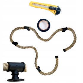   Poręč LOFT z juto vrvmjo, stenska ograja za industrijski stil