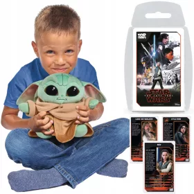   Plišasta igrača Grogu iz serije Star Wars Mandalorian 25 cm + brezplačna igra s kartami Top Trumps Ostatni Jedi