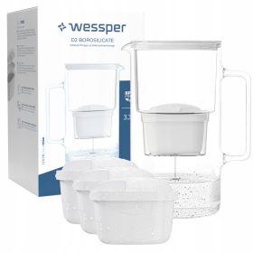    Wessper D2 Borosilicate Aquamax + Aquaflow Maxi filter vrč 3,3 l bel