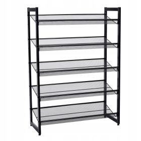   Songmics elegantna črna omarica za čevlje 74 x 104 x 30,7 cm