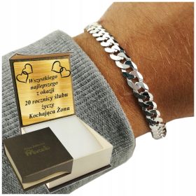    Srebrna moška oklepna zapestnica 7 mm/24 cm z diamantom 925 BREZPLAČNO graviranje