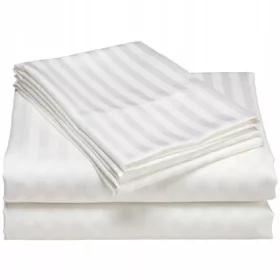   POŠTENI HOTELSKA POSTELJNINA, BELO, 140X200, ČRTA, 1CM, Damask