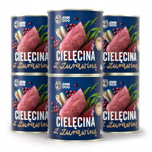 John Dog Berry Line Teletina z brusnicami 6x800g