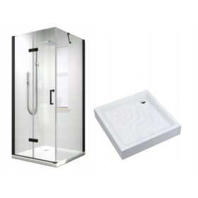 Tuš kabina Reihe Lefo črna z zložljivimi vrati 80 x 80 cm