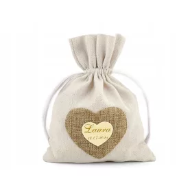   Vrečka za krst in obhajilo s graviranim srcem - Darilo za posebne trenutke