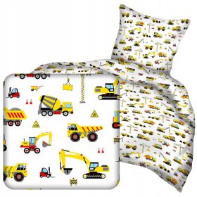   Komplet posteljnine za otroke s podobo bagrov 100x135 cm, rumena