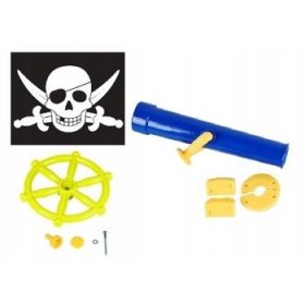 PIRATOV OSNOVNI KOMPLET 3 v 1 - zastava, krmilo, teleskop
