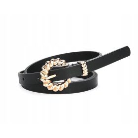 ENSKI PAS Z ZLATO ZAPONKO V ČRNI BARVI