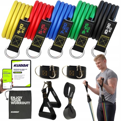 FITNESS ELASTIČNI TRAKOVI ZA VADBO 5-DELNI KOMPLET VISOKA KAKOVOST