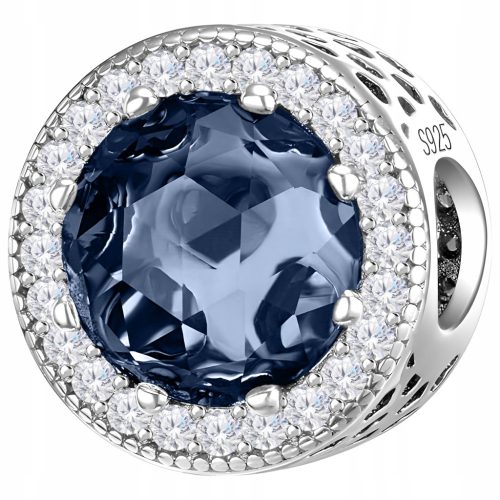Charms Koralik Modri kamen Srca Srebro 925