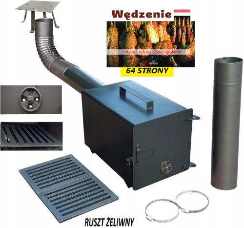  Dimilnica, kamin, 2mm pločevina, rešetka, cev, koleno XXL