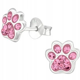 Srebrni Uhani za Deklice Otroški Srebrni z Roza Cirkonijami