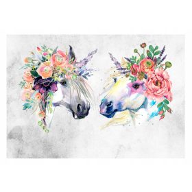 Stenska poslikava S KONJI BELI KONJI Rože 416x254