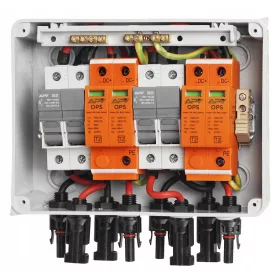   Slovenian Name: Komplet - Fotovoltaična razdelilna omarica, dva niza, 1000V DC 32A IP65

SEO-Optimized Description:
Zagotovite varno in učinkovito delovanje vaše fotovoltaične instalacije s tem komple