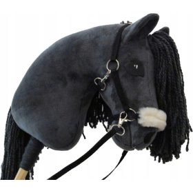 Konj na palici Laguna siv s kantarjem in dodatki