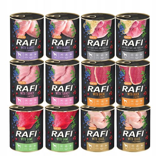 RAFI 12x800g mokra mešanica 6 okusov za pse