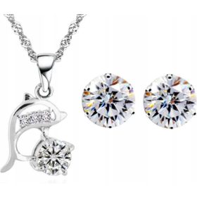 Srebrni komplet nakita s čudovitim delfinom in cirkoni