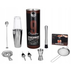 BARMANOVSKI SET ZA KOKTAJLE V TUBI, 9-delni KOMPLET KNJIGA