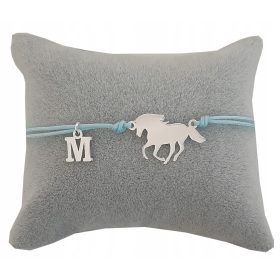 Zapestnica s konjičkom in črkami iz srebra 925