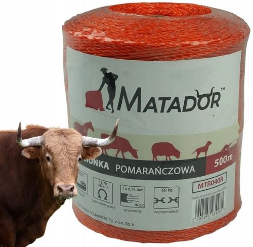 Oranžna Matador električna plezalna vrv za pastirje, 500 m