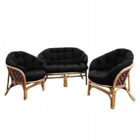 Poduszki za vrtno pohištvo Rattan Črne barve