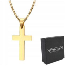  OBESEK S KRIŽEM IZ POZLAČENEGA JEKLA 316L