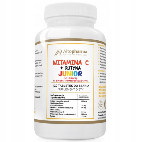 AltoPharma® Vitamin C + Rutin Junior 200mg - Tablete z okusom pomaranče za otroke