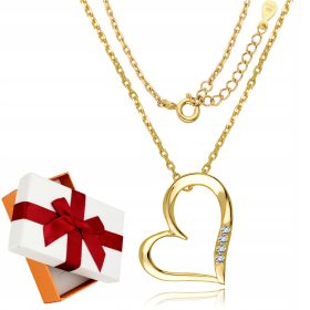 Elegantna zlata verižica s srcem in cirkonijem 925