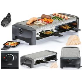    QUIGG STONE PLATE Raclette 8 ponev STONE & GRILL Party 1300W 8 oseb