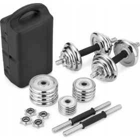 Zmogljiv set uteži Gymtek s kromiranimi utežmi 20 kg