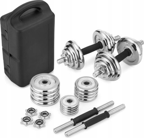 Zmogljiv set uteži Gymtek s kromiranimi utežmi 20 kg