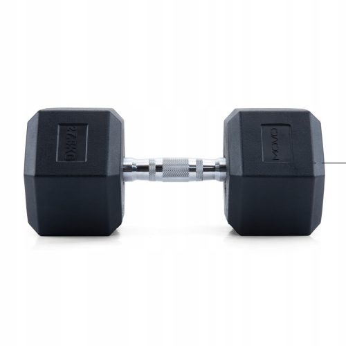 HEX DUMBBELL, gumirana, šesterokotna, 27,5 kg ročica