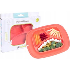 GiliGums silikonski krožnik s podlogo, 3-delen