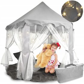   Namiot za otroke Palača Safir, LED Hiša, sive barve, 3 leta +