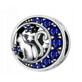 CHARMS obesek mačka cirkoni srebrni granat S925