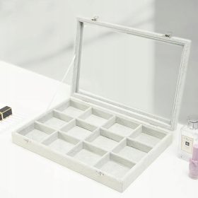 ELEGANTNI ORGANIZATOR ZA NAKIT S 15 PREGRADAMI V SIVI BARVI
