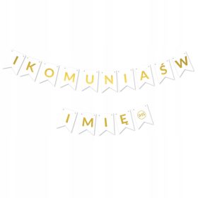   Prilagodljiv napis PRVA SVETA OBHAJILA + POLJUBNO IME - zastava z napisom