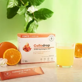   Aura Herbals Colladrop Forte 10. 000 mg - morski kolagen tipa I in III, vitamin C in koencim Q10, 30 vrečk