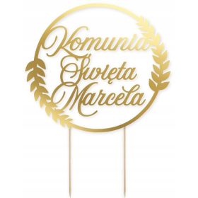 Dekoracija torte za prvo sveto obhajilo + Ime v zlatem krogu
