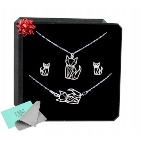   Srebrni kompleti nakita s motivom mačke origami 925 za posebna darila
