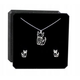 Srebrni komplet nakita srebrne mačke Origami 925 #2