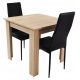 Zestaw jedilne mize Modern 80x80 in 2 elegantna črna stola Nicea