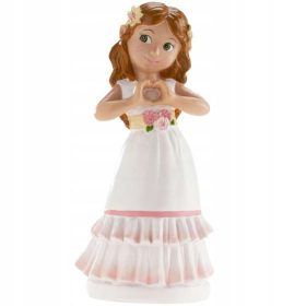   FIGURKA NA TORT "Dekora Komunija Deklica s Srcem", 16 cm