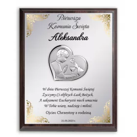  Srebrna sličica, dar za sveto obhajilo, gravirana