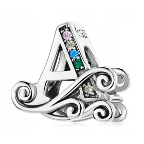 Obeski SREBRNA ČRKA A S PAVE ORNAMENT s925