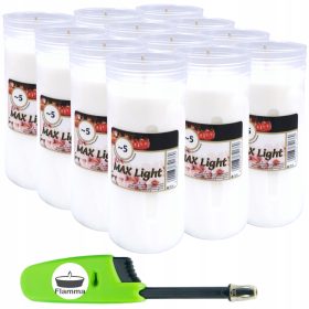   12× Parafinski vložek za sveče Maxlight 16 cm + Izvlečni vžigalnik gratis!