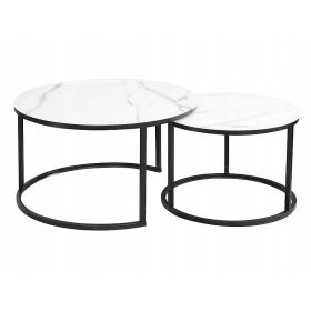   Okrogla mizica Signal ATLANTA C 80 x 80 x 45 cm bel marmor/črna