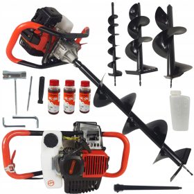   Bencinski vrtalnik Bearfoot 6,7KM + set wiertła + przedłużka + 3x olje